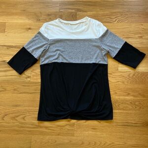 3/4 sleeve block color top with twist